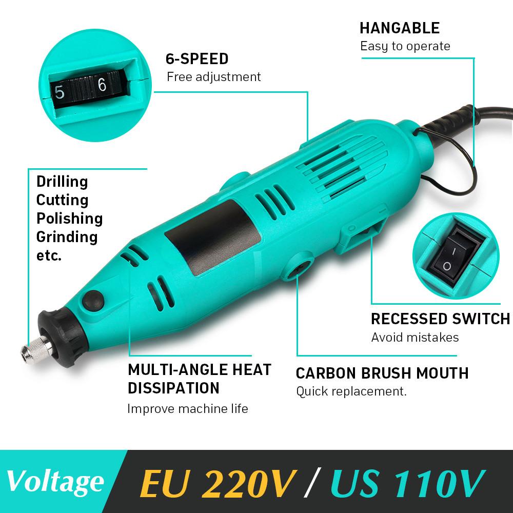 30000RPM Portable Mini Electric Drill Grinder 6 Speed Adjustable Home DIY Polishing Machine Carving Electric Rotary Tool