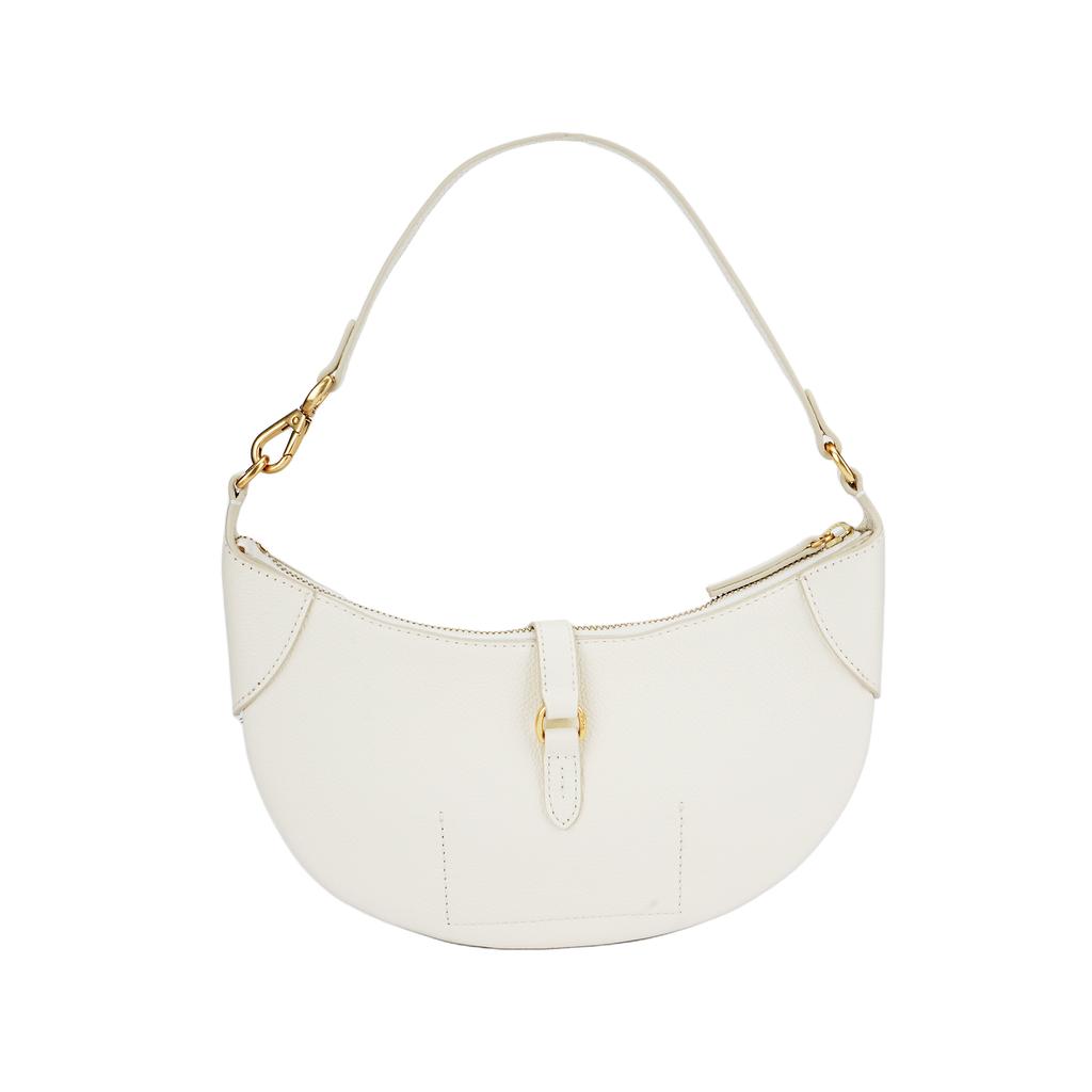 Polo Ralph Lauren Polo ID Brand Logo Zipper Closure Dumpling Bag Leather Crescent Shoulder Bag Mini Women bags Ivory 428895802007