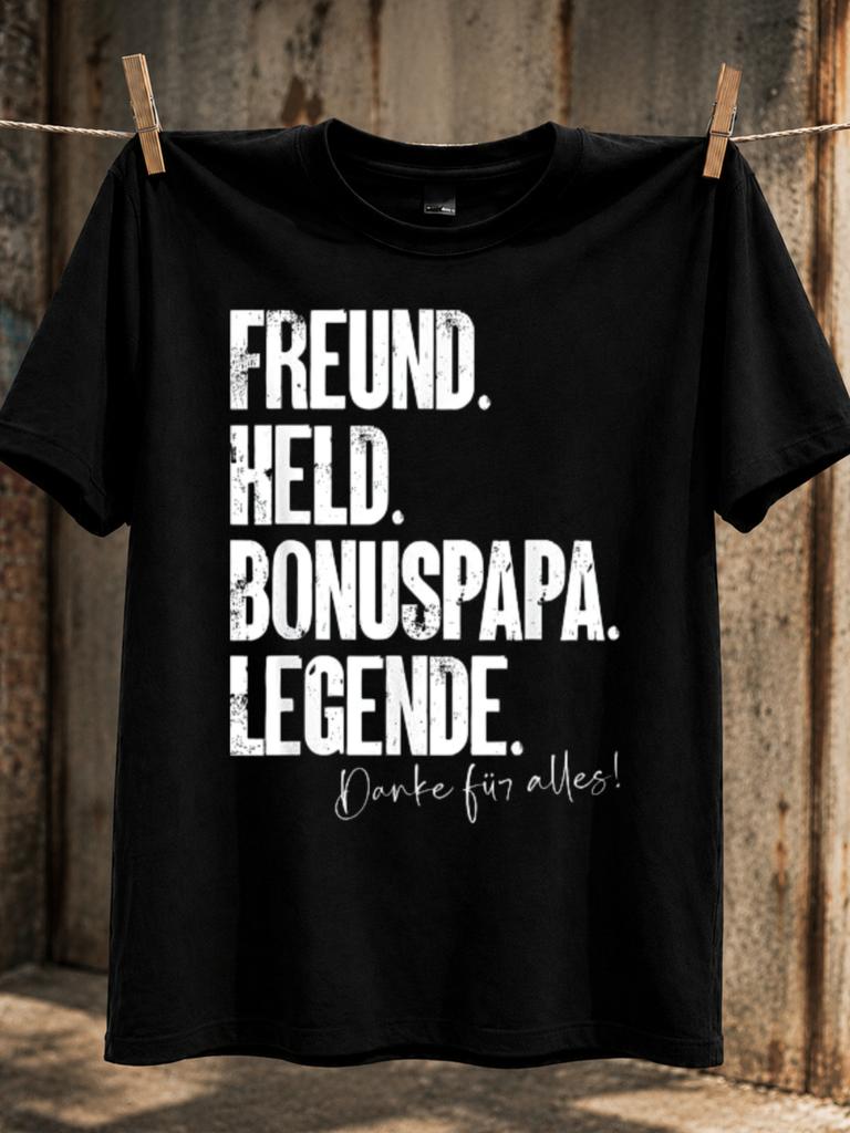 Bonus Papa Legende Distressed Gerunisex Lettering With Thankyou Script Stepdad Appreciation Theme Unisex All Tshirt