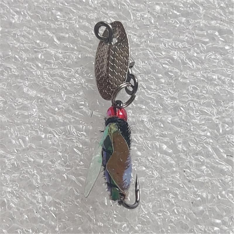 5Pcs Fly Fishing Swimbait Rotating Sequins Lures Insect Flies Fly Fishing Lures with Fish Hook Fishing Accessories