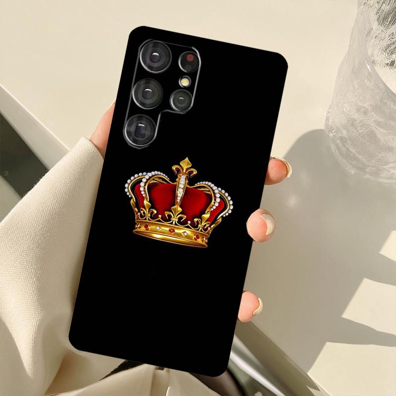 Queen King Crown Case For Samsung Galaxy S23 Ultra S21 S22 S24 S25 Ultra S9 S10 Plus S24 FE S20 FE Back Cover