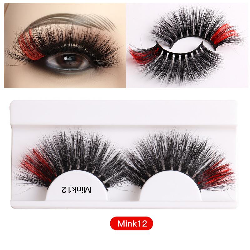 8D Colored Mink Hair False Eyelashes Natural Docile Thick Eyelashes