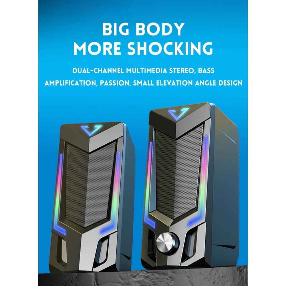 Wired & Bluetooth RGB Computer Speaker, Desktop Computer Speaker, Laptop Speaker, Desktop Stereo Speaker, USB Powered, with LED Ambient