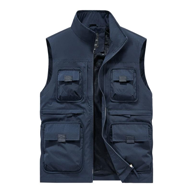 

Men s Casual Work Vest, Windproof and Heat-Retaining, Suitable for Daily Commuting, Outdoor Travel, Workwear Matching 6XL темно-синього кольору