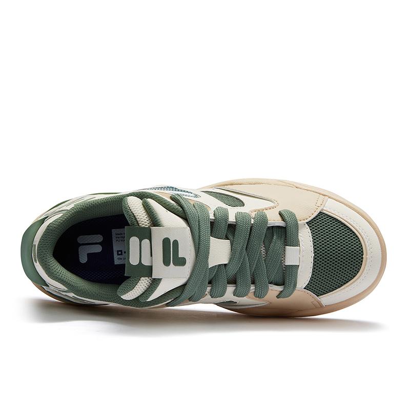 Fila Fusion Stylish Non-Slip Versatile Lace-Up Low-Top Skate Shoes Women sneaker White Green T12W432304FLG
