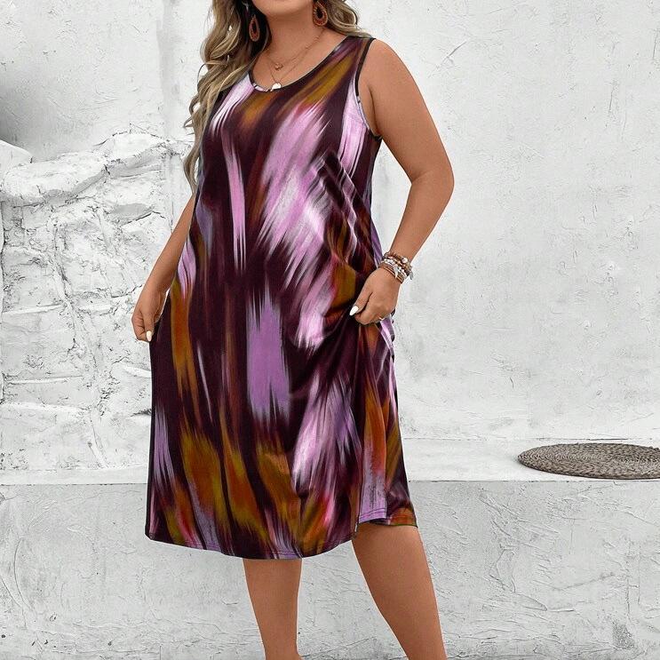 GMXIA Frühling Sommer Damenmode Print Plus Größe Damen Kleid Frauen