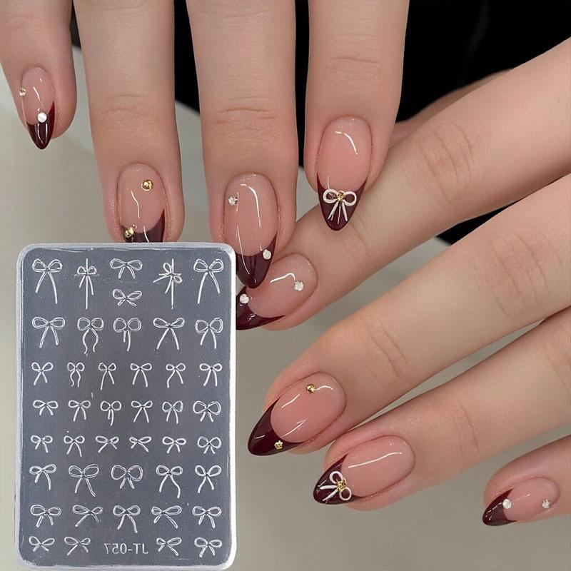 Ribbon Bowknot Nail Silicone Mold Relief Design Nail Art Mold Decoration 3D Accessories Diy Transfer Template Nail Art Tools one size