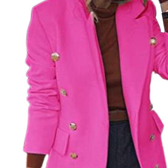 Wool Coat Slim Fit Solid Color Autumn Winter Turn-Down Collar Women Overcoat