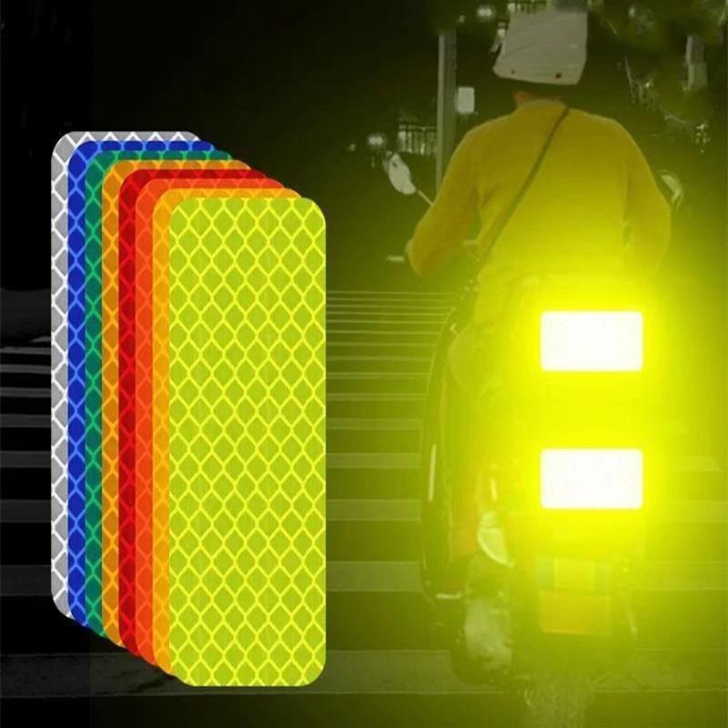 10Pcs Strong Reflective Stickers Car Reflector for Motorcycle Helmets Bikes Scooter Night Riding/Walking Reflective Warning Tape