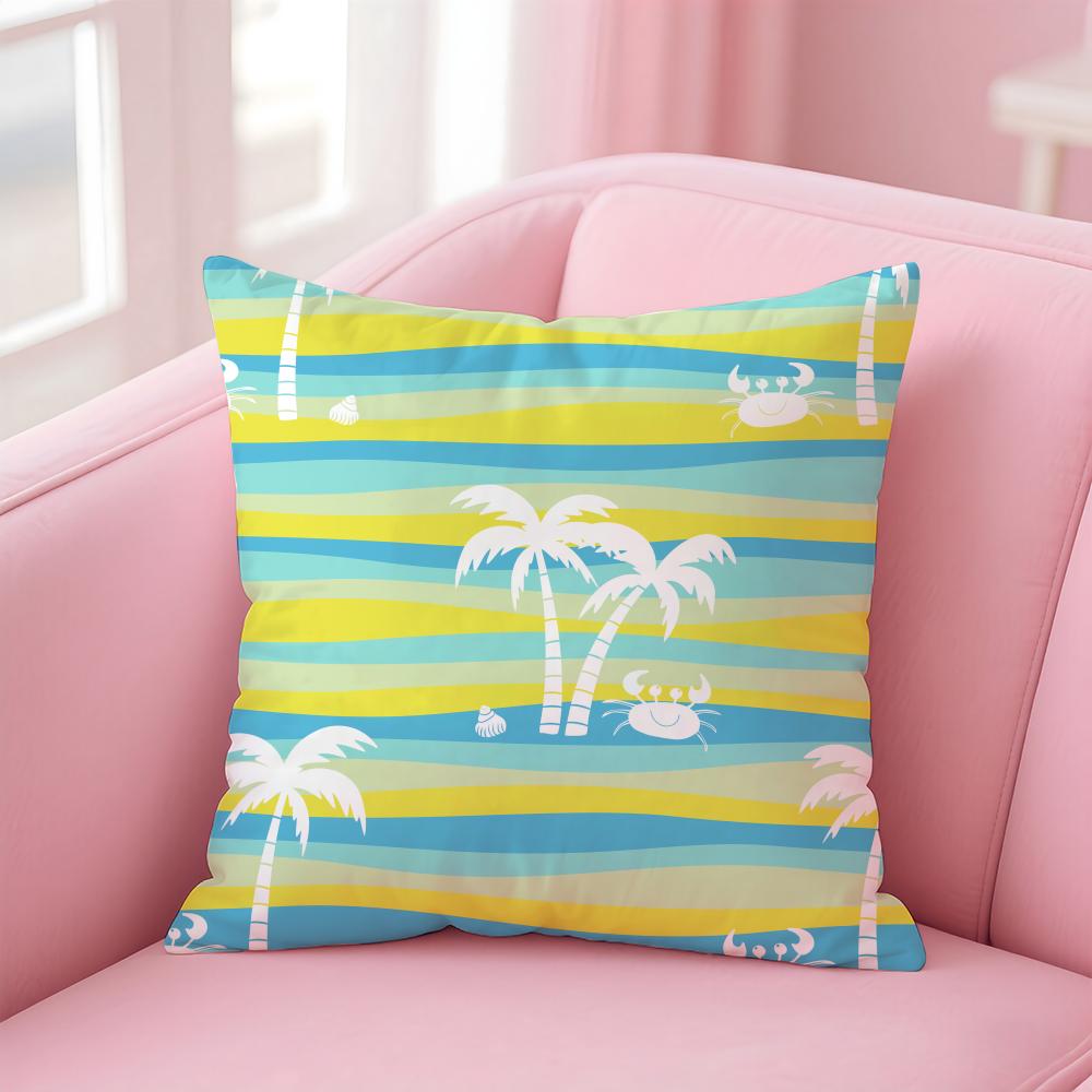 Plam Trees Flowers Cushion Cover Soft Plush Throw Pillow Cushion CoverDoubleSided Printed Pillow Case for Sofa Home Decor