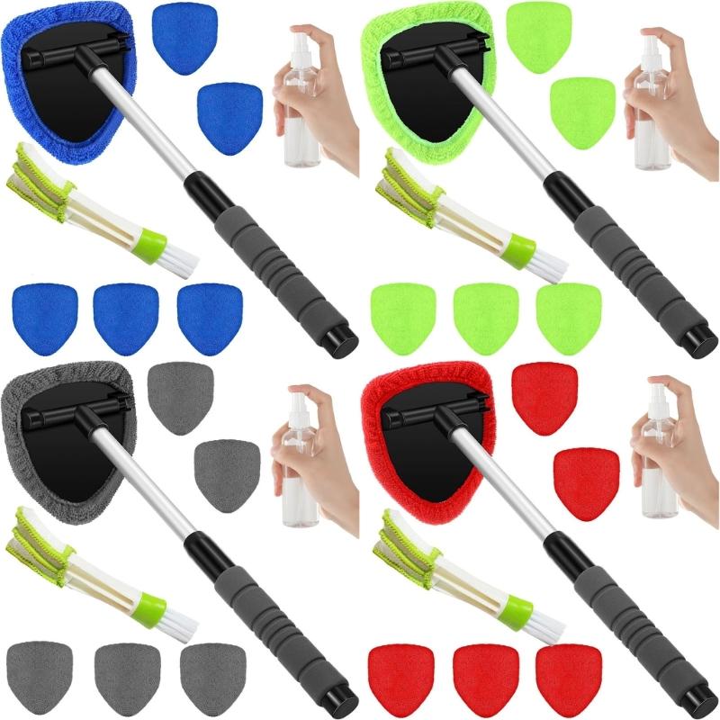 Extendable Windshield Cleaner With Rotating Head And 6 Microfiber Pad For Most Vehicle Type