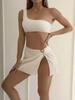 2024 Trendy European & American High Waist Slit Bikini Skirt 3-Piece Swimsuit