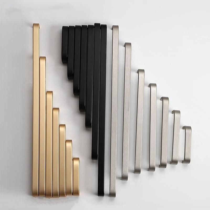 Modern Minimalist Pulls Cupboard Dressers Black Gold Silver Cabinet Door Handles Closet Drawer Knobs Kitchen Furniture Hardw