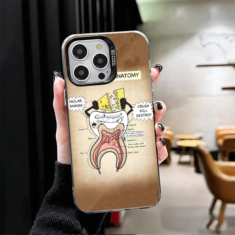 Tooth Dentist Pattern Shockproof Phone Case for iPhone 17 Air 16 16E 15 Pro Max 14 Plus 13 Mini 12 Back Cover Anti Fall Fundas