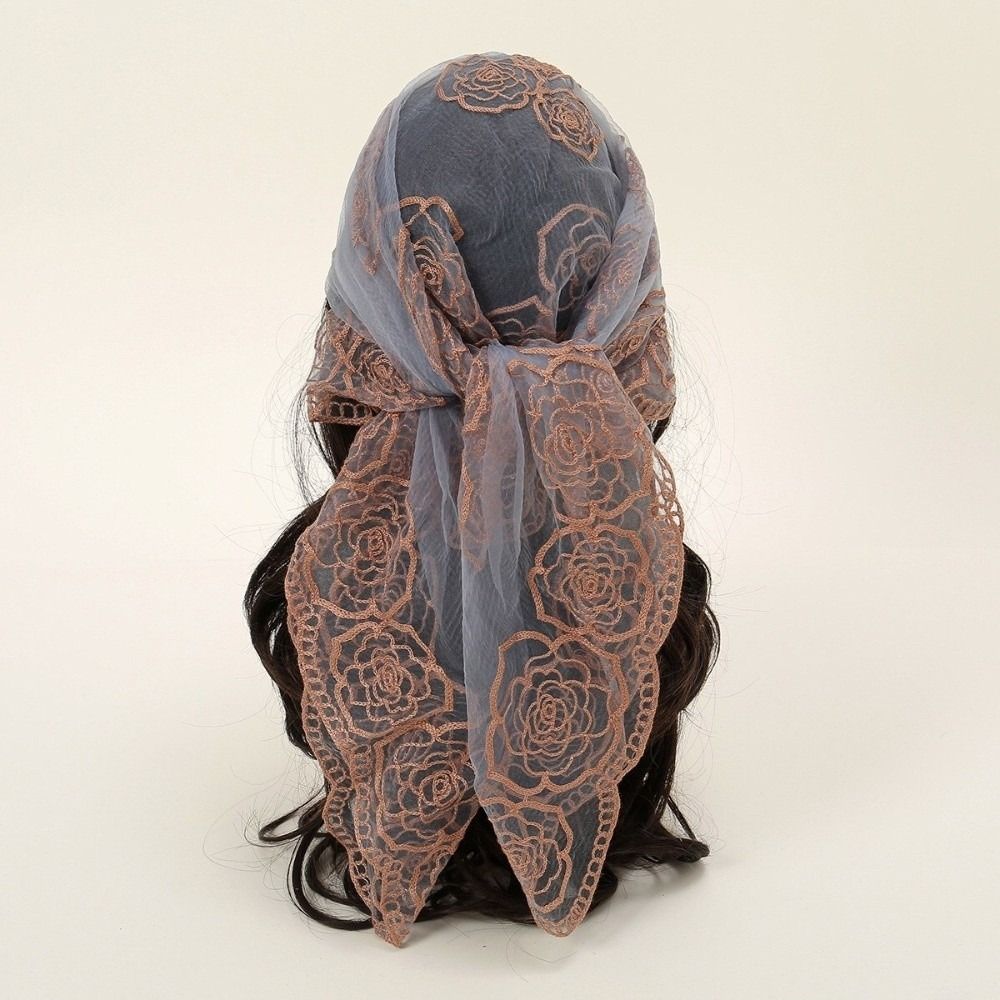 Floral Embroidery Lace Scarf Lightweight Sunscreen Shawls Fashion Headscarf Summer