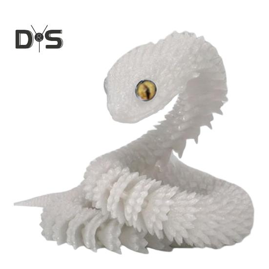 

3D-украшение в виде змеи, модель животного, реалистичный вид, светящийся эффект, креативная забавная 3D-печатная игрушка-змея с гибкими суставами 30cm синий