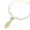 Sparkly Rhinestones Necklace Short Tie Gothic Choker Crystal Metal Chain Necktie for Women Wedding Jewelry Neckwear