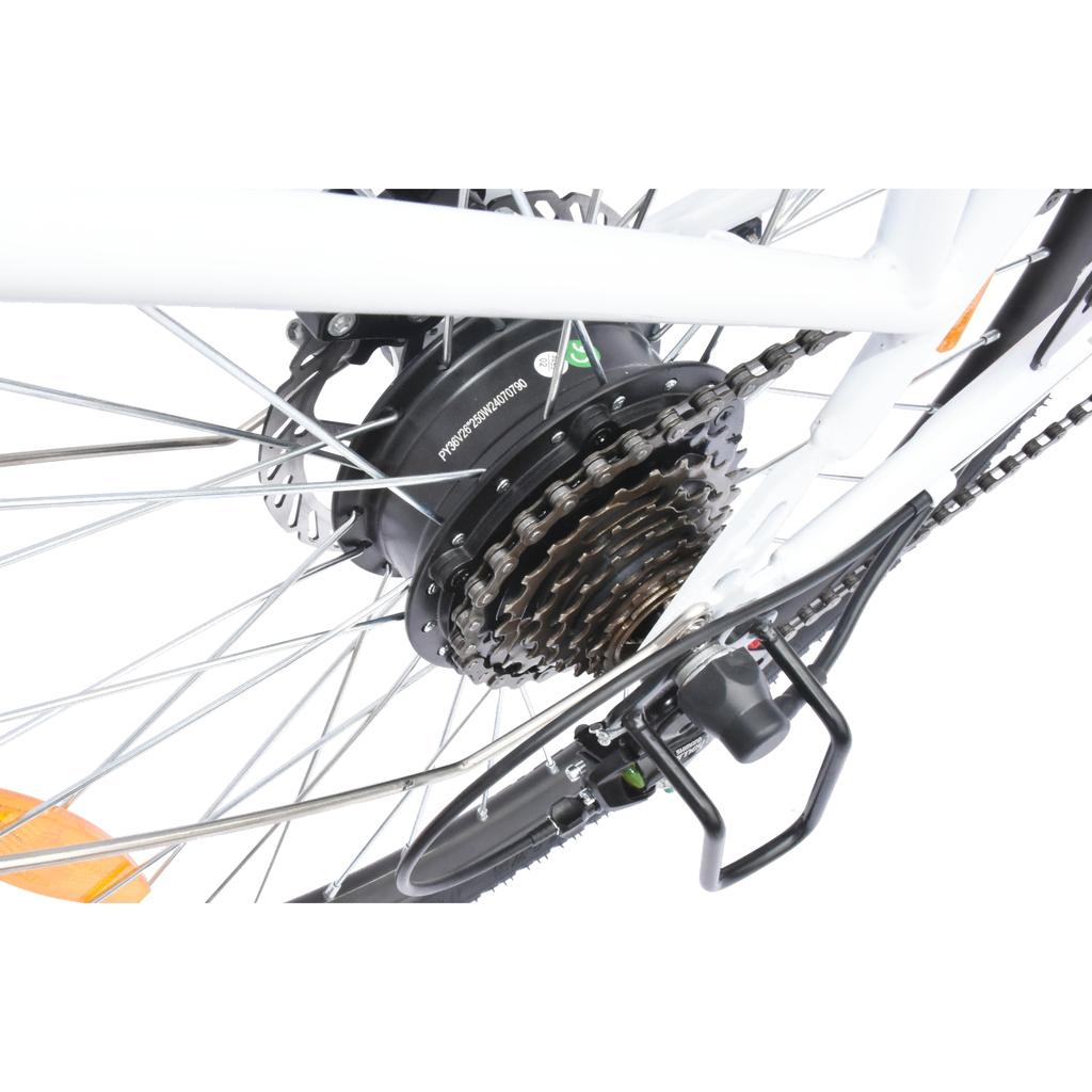 TTGO YY-26ST Black/white 250W motor+36V14.5AH Detachable Battery, 26 * 1.75 Inch Tires Ximano 6-speed 25KM/H Urban Road Electric Bicycle