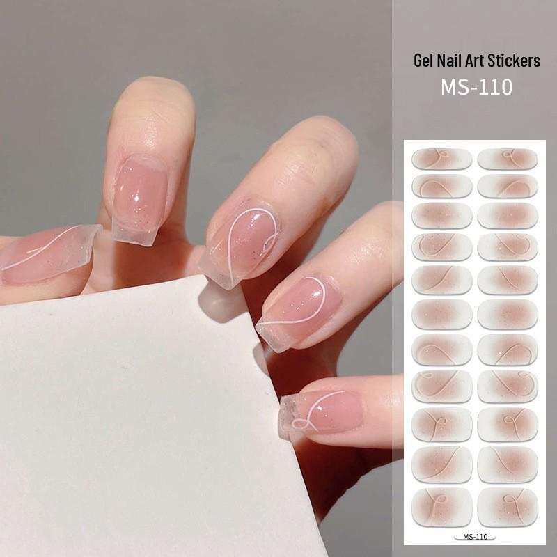 New Style Red Book Gel Nail Stickers: Semi-Western, Korean No-Bake Nail Art