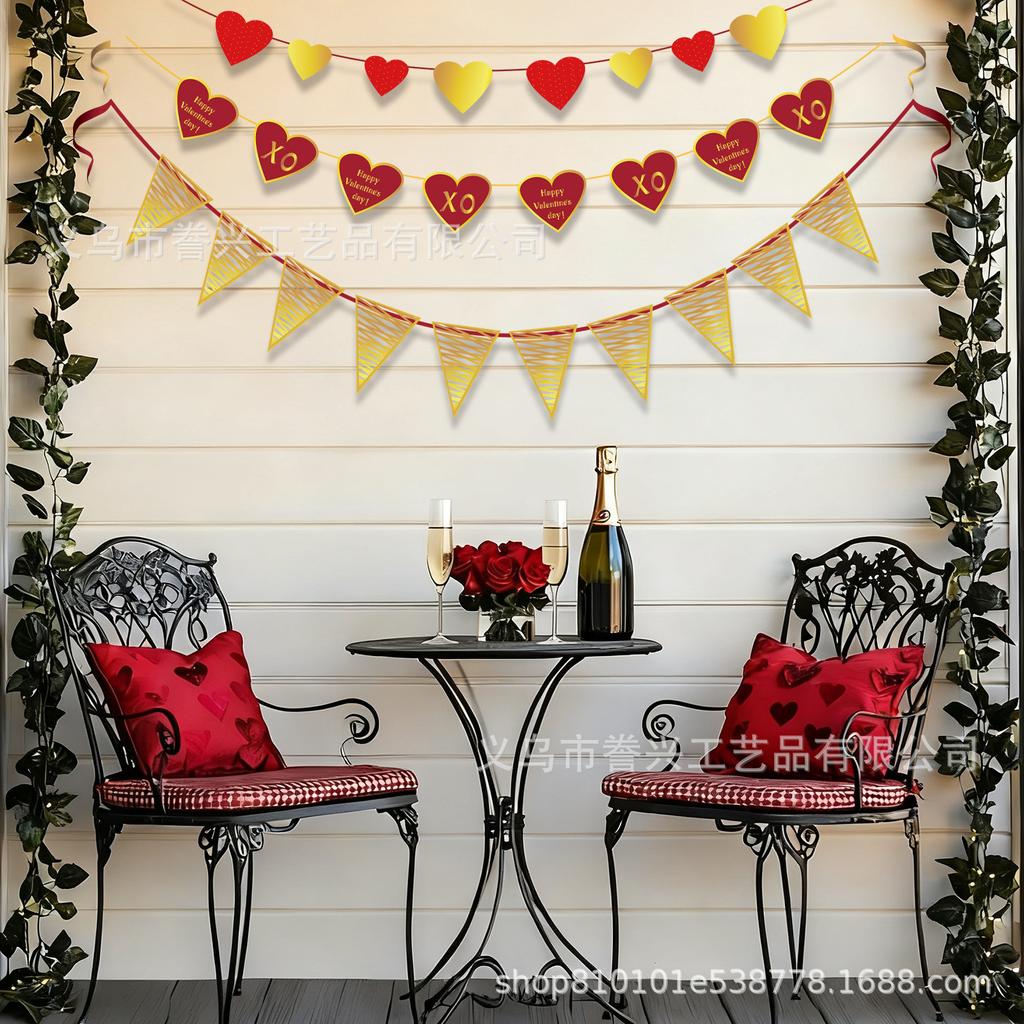 Valentine'S Day Party Flag Love Valentine'S Day Couple Holiday Decoration Flag Party Decoration Banner