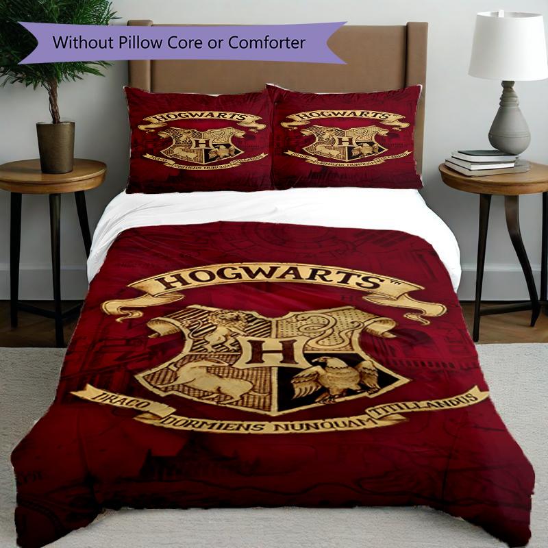 3pcs Duvet Cover Set (1*Duvet Cover + 2*Pillowcase, Without Core),Harry Potter Print Bedding Set, Bedroom Decor, All‑Season, Birthday Gift