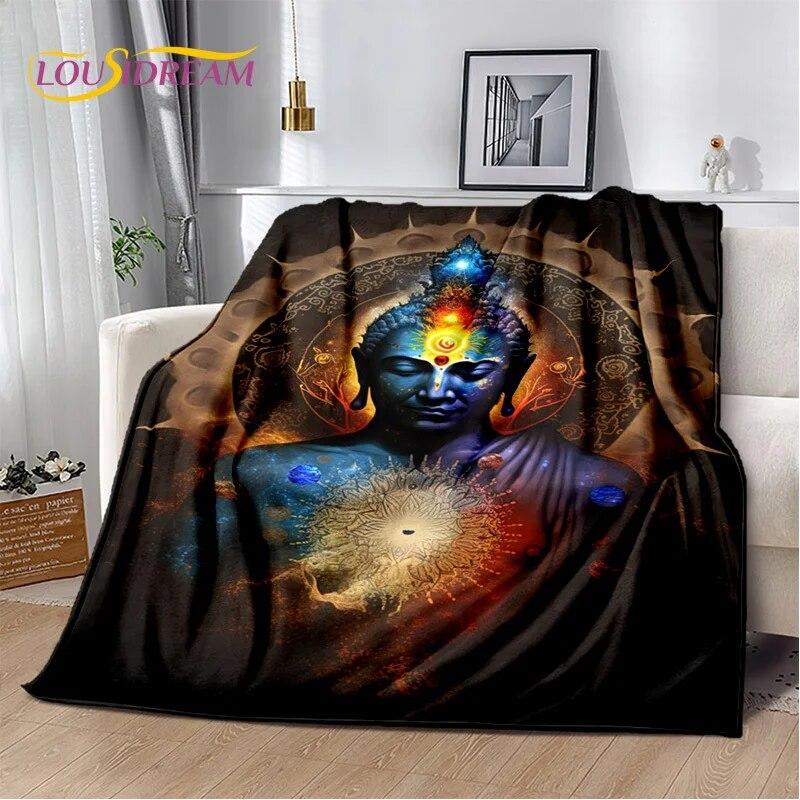 HD Buddha Buddhismus Víra Meditující Náboženství Sakyamuni Bodhisattva Modlitební deka Měkká deka pro domácí postele Pohovka Kid
