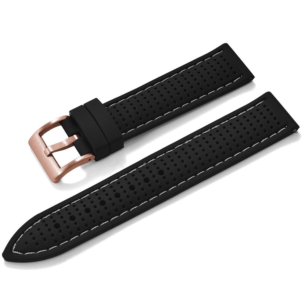 Quick Release Sport Silicone Watch Band - Breathable Waterproof Soft Rubber Strap Universal Fit 18mm 20mm 22mm For Men Women