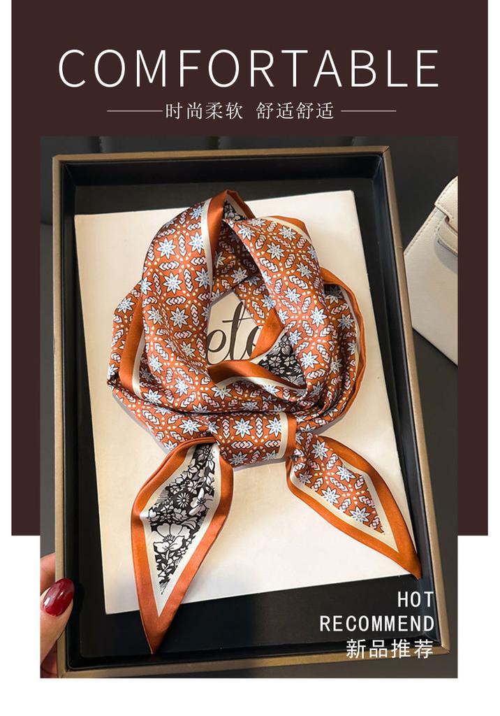 Multifunctional color matching double-layer scarf decorative silk scarf commuting spring and summer diagonal hair scarf versatile thin narrow streamer