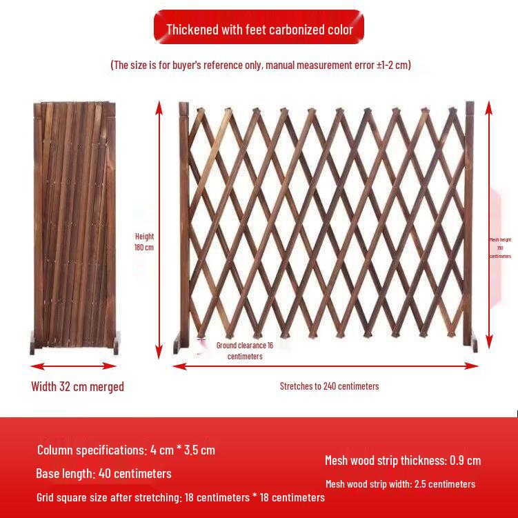 Retractable Outdoor Garden Fence: Anti-Corrosion Wood Railing & Trellis for Courtyards and Balconies
