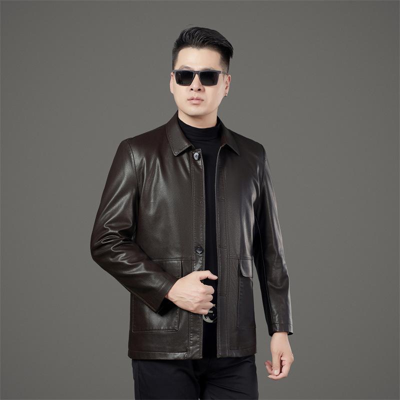 Autumn and Winter Sheep Leather Jacket Men's Business Casual High-end Temperament Fashionable Leather Jacket Jacket