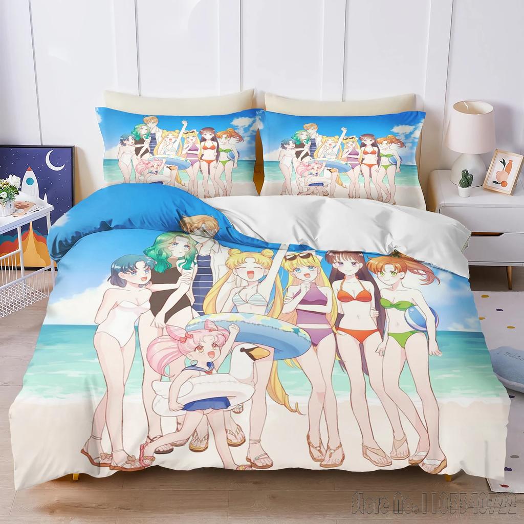 Anime S-Sailor Moon Home Love Child Duvet Cover Set HD Comforter Cover Bedclothes for Kids Bedding Sets Bedroom Decor