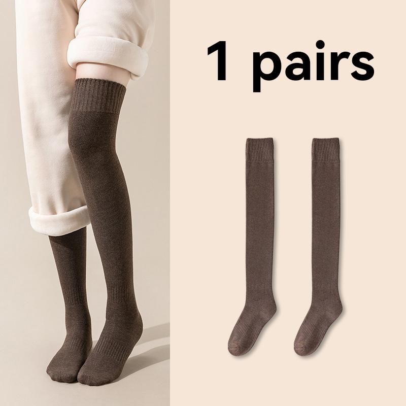 Women Soft Wool Long Socks Autumn Winter Cashmere Solid Knitted Stocking Skinny Casual Knee High Warm Thicken Girls Socks Medias