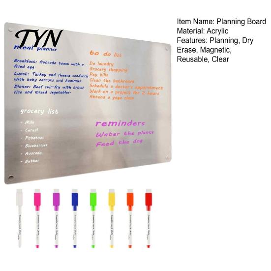 Magnetic Memo Pad for Kitchen Acrylic Planning Board, Dry Erase Notepad Board Fridge, Erasable Writing with Markers Clear Monthly Weekly Daily