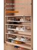 Retractable Shoe Cabinet with Layered Partitions for Space-Saving Storage.