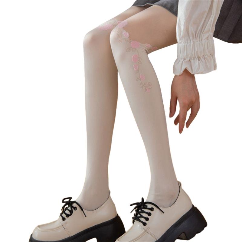 Sheer Tights for Women Flower Patchwork Pantyhose Control Top Thigh Highs Stockings Silk Thin Stockings Tights Hosiery