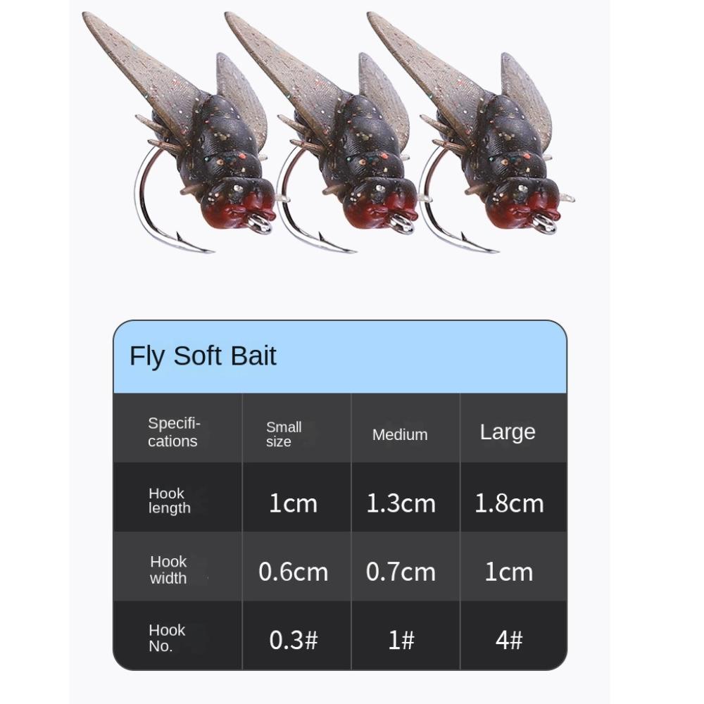 20PCS PVC Trout Jigs Spinner Swim Baits Flies Insects Lures New Flies Tackle