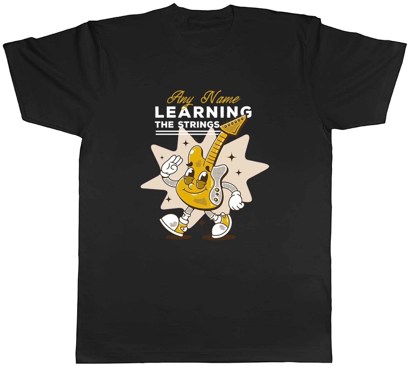 Personalised Learning the Strings Guitar Lover Mens T-Shirt Tee Gift Top S