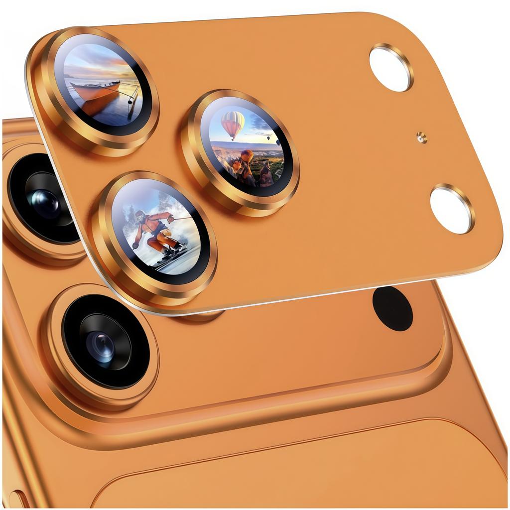New For iPhone 16 Pro 15 14 Change 17 Pro Max Armor Camera Lens Protector Metal Case Ring Back Lens Tempered Glass Cover Cap