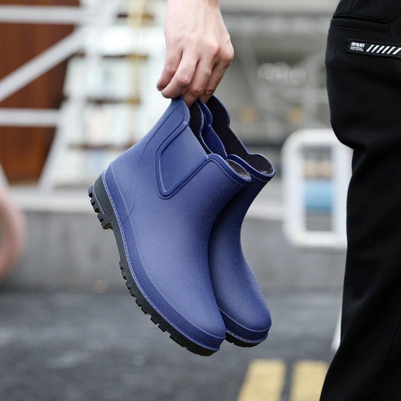 Regenschuhe Herren Gummischuhe Mittelschaft Rutschfest Wasserdicht Gummistiefel Wasserschuh Abdeckung Schuhe Anglerschuhe Autowäsche Arbeitskleidung Herren Gummischuhe