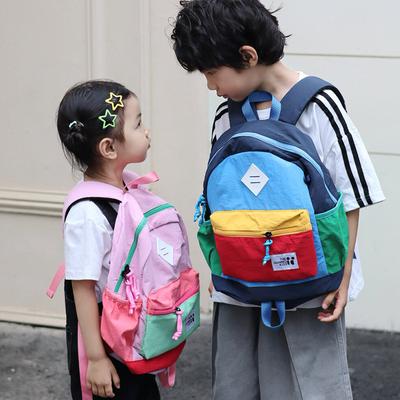 Schoolbag1011 New Children's Backpack High Value Contrasting Color Kindergarten School Bag Boys and Girls Out of the Street Lightweight Small 