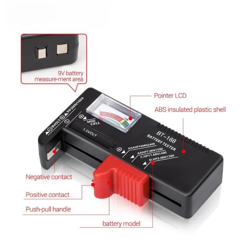 Universal Battery Tester BT-168D 1/2/5/7/9V CR2032 Button Batteries Quick Test Multifunctional Battery Level Detector Tool