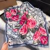 Luxury Flower Silk Square Scarf Women Satin Shawl Wrap Hijab Female Hair Band Wrist Headkerchief 70*70Cm Echarpe Bandana