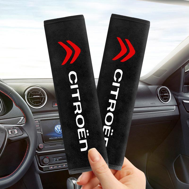 Accessoires d'intérieur de voiture Housse de ceinture de sécurité en suède et duvet Protection épaule et cou pour Citroen C4 C3 C5 C1 C2 Berlingo C-Elysee