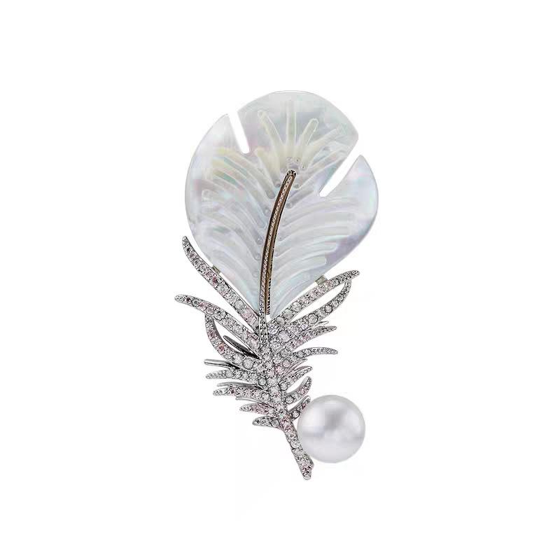 

Niche Design Sense Роскошная бриллиантовая брошь в виде пера, высококачественный антибликовый жемчужный корсаж, женский пиджак, булавка для костюма серебряный