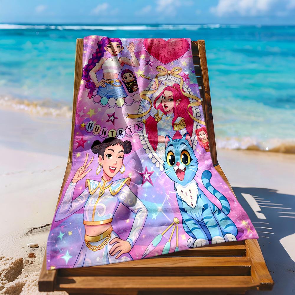 Huntrix6 Beach Towel High Absorbency & Quick-Dry Comfortable Lightweight Perfect for Traveling Yoga Camping and Swimming