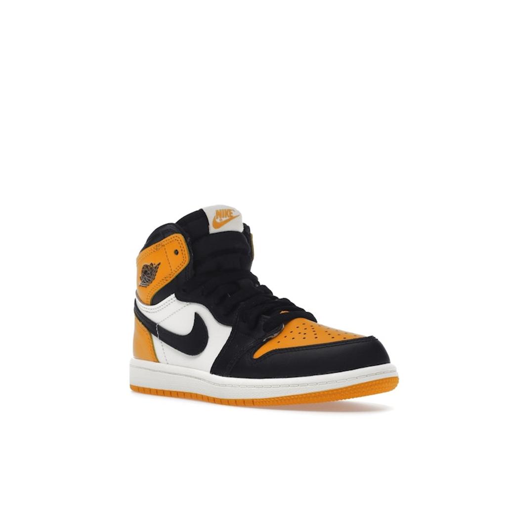 Air Jordan 1 Retro High OG PS Yellow Toe Kids Sneakers Taxi Black Sail AQ2664-711