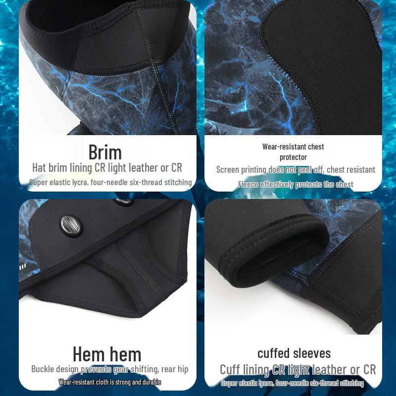 In-Stock Men's 1.5mm Two-Piece Hooded Spearfishing Wetsuit for Cold-Proof Freediving, Swimming, Surfing, and Diving