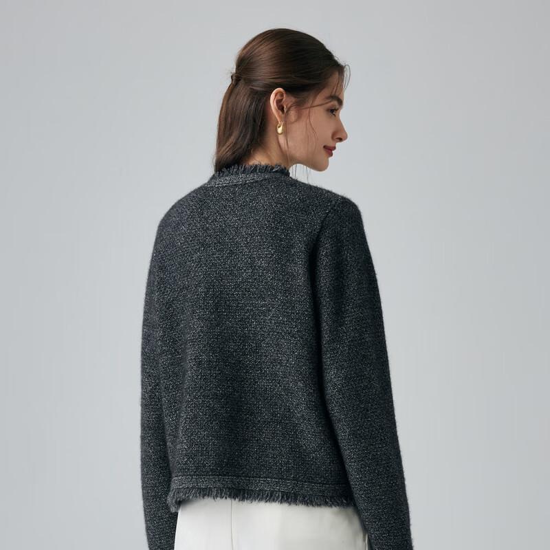 PALUOPO Women's 2025 AW V-Neck Frayed Cashmere Cardigan