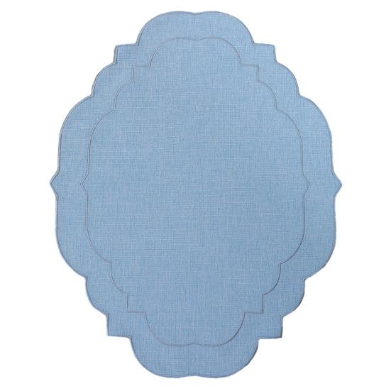

Linen Placemats with Embroidery Overlocking Dining Placemats Durable Anti-Slip Table Protector for Hotel Restaurant Kitchen A небесно-голубой