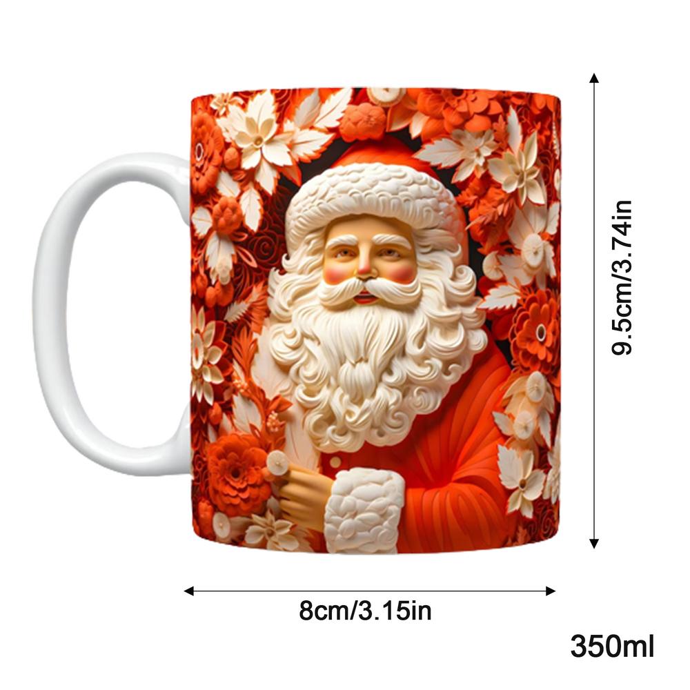 3D Christmas Ceramic Mugs Cute Mugs With Flat Painted Santa Claus Novelty Coffee Mug In Ceramic 11oz Coffee Milk Tea Lovers Gift